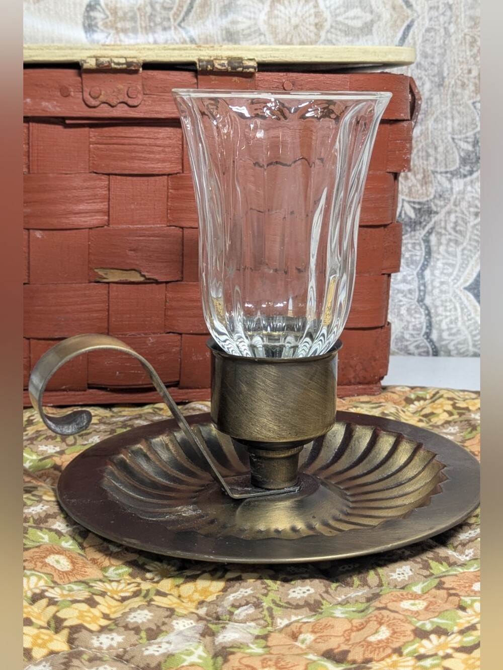 Vintage Homco Brass Coated Candle Stick Holder